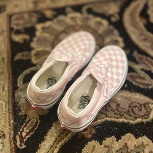 Pink youth checkered Vans